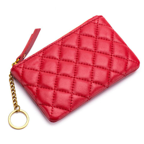 Lambskin Fashion Wallet Mini Zero Purses Designer Lingge Zipper-BS00628-Veeddydropshipping