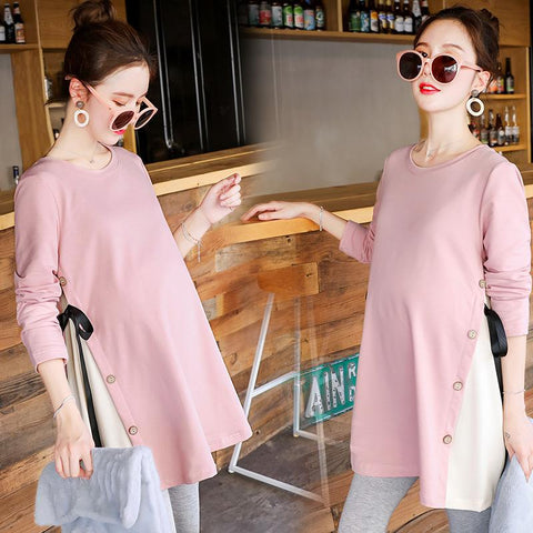 Korean Fashion Cotton Maternity T-shirt Casual Clothes for Pregnant Women Long-TB00561-Veeddydropshipping