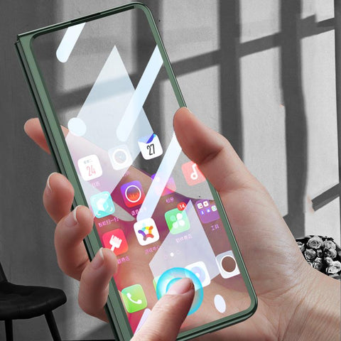 For Samsung Galaxy Z Fold 3 4 Cover Front Tempered Glass Transparent Case Plating Frame Hard-PA00620-Veeddydropshipping