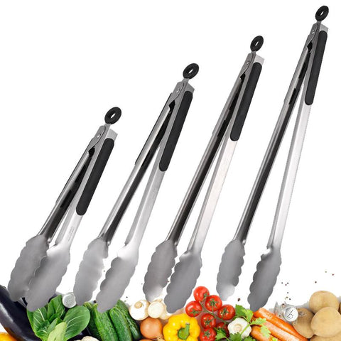 Long Bbq Tongs Non-Slip Handle Stainless Steel-HA01534-Veeddydropshipping