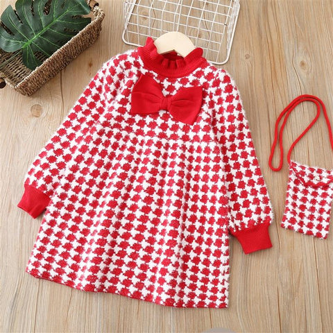Spring Autumn Girls Children Knitted Woolen Dresses-Veeddydropshipping