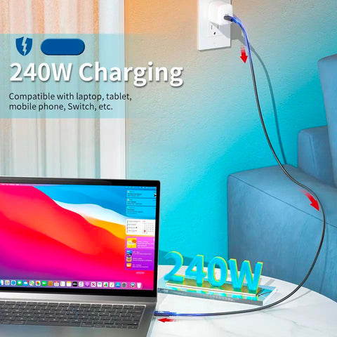 Cable Usb Type C 100W 240W Nylon Braided Fast Charging Data Line for Xiaomi Samsung-PA00448-Veeddydropshipping