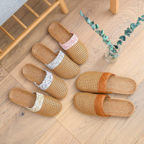 Slippers Home Couples Loopholes Floor Linen Slippers-BS01116-Veeddydropshipping