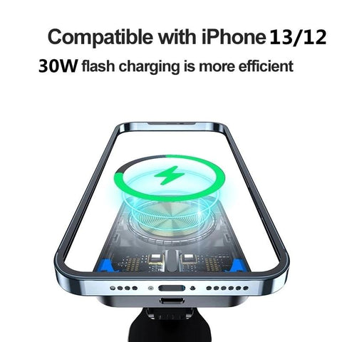 30W Magnetic Wireless Charger Car Air Vent Stand Phone Holder QI Fast Charging Station-PA01047-Veeddydropshipping