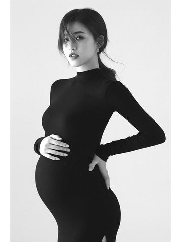 New Black Sexy Maternity Dresses Photography Props Split Side Long-TB00582-Veeddydropshipping