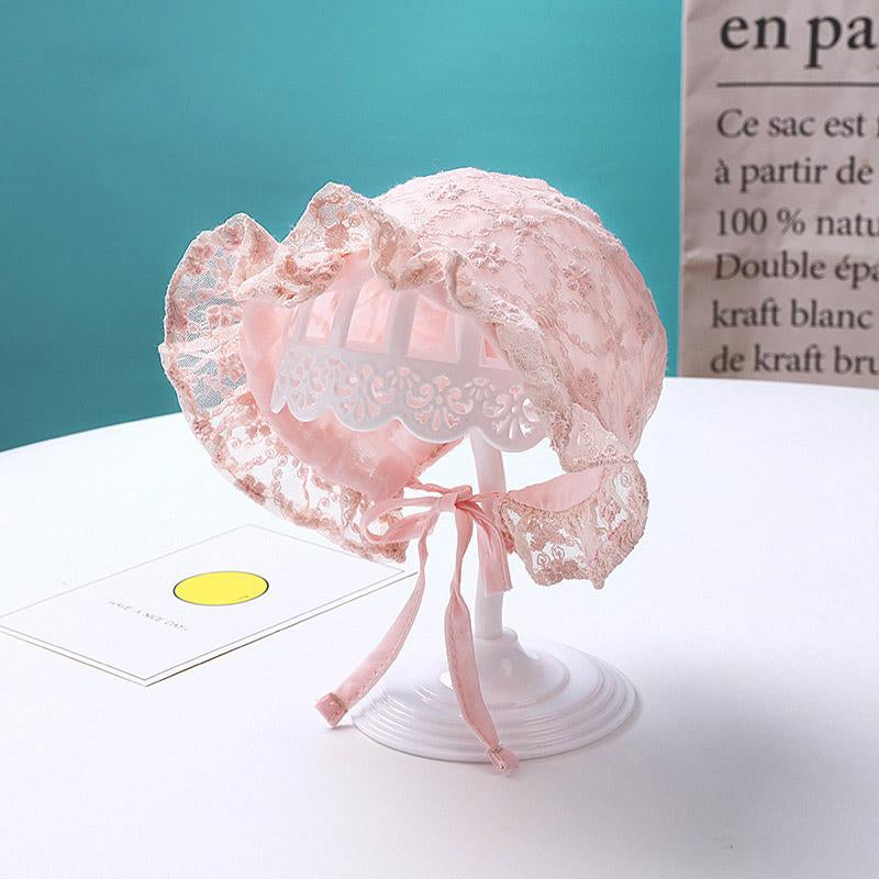 Lace Embroidery Baby Girl Bonnet Hat Summer Breathable Mesh Kids-Veeddydropshipping-3