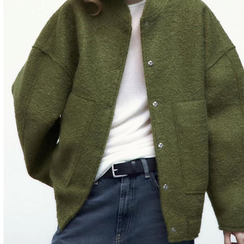 Fashion leisure Jacket Coat Vintage Long Sleeve-WF00158-Veeddydropshipping
