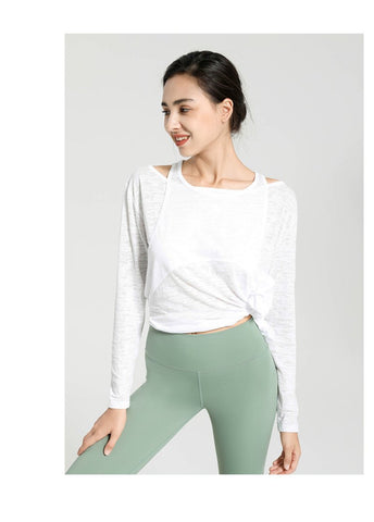 Long Sleeve Yoga Shirts for Women Loose Sports Tee Crop Top Sports Top Women -OS00742-Veeddydropshipping