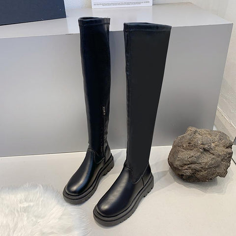 Women&#39;s Large Size 43 Boot Comfortable Elastic High Cavalier-BS00931-Veeddydropshipping