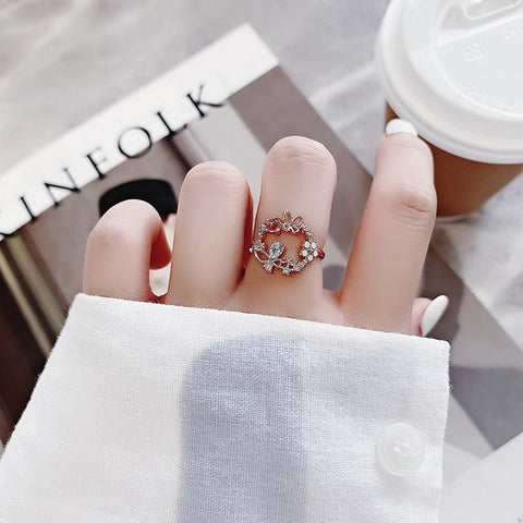 Crystal Zircon Rings Open Rings Wedding Engagement Jewelry  -JW00558-Veeddydropshipping