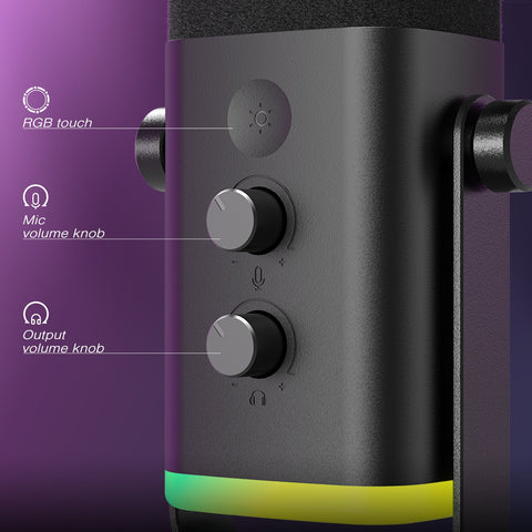 USB/XLR Dynamic Microphone with Touch Mute Button,Headphone jack-CE01053-Veeddydropshipping