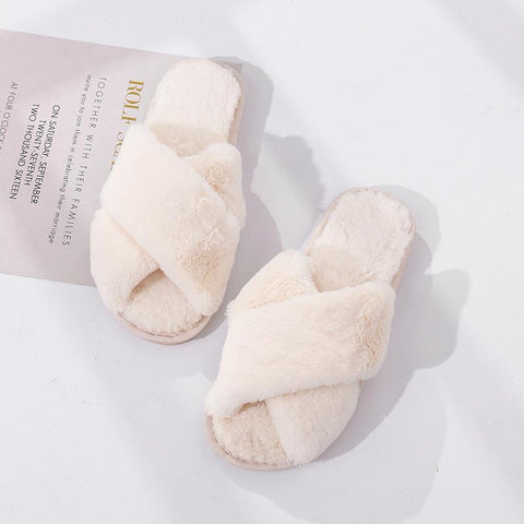 Leopard Print Faux Fur Fashion Warm Shoes Woman Slip on Flats-BS01129-Veeddydropshipping