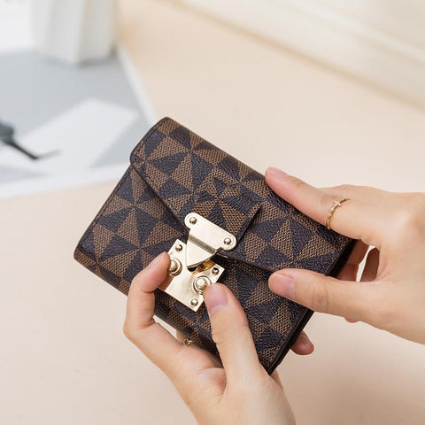Women&#39;s Short Lock Print Multi Card Anti Degaussing Large-BS00204-Veeddydropshipping