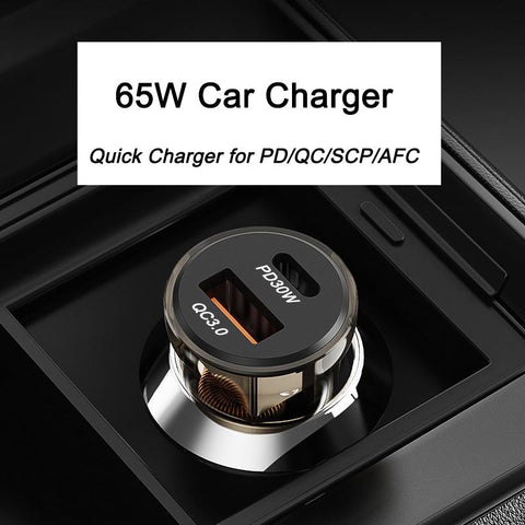 65W Car Charger USB C Fast Charging Adapter-Veeddydropshipping