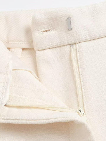 Fashion Zipper Trousers Vintage Lady Straight Pants-WF00084-Veeddydropshipping