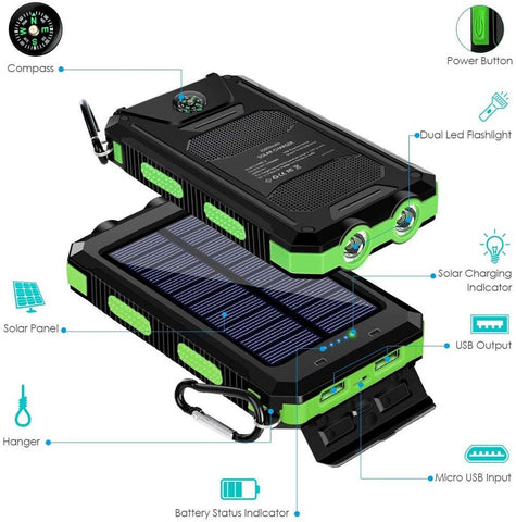 20000mAh Portable Solar Power Bank Charging Poverbank Three defenses External Battery-PA00070-Veeddydropshipping