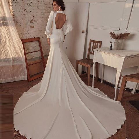 Elegant Classic Wedding Dresses Long Sleeves-WF01573-Veeddydropshipping