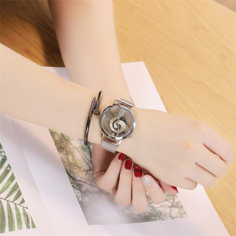 Music Note Notation Watch Stainless Steel Quartz Wrist Watch -JW00810-Veeddydropshipping