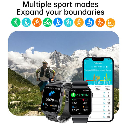 2023 Blood Glucose Smart Watch Men Health ECG Monitor Blood -CE00556-Veeddydropshipping