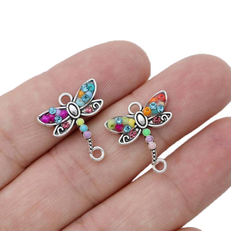 Silver Plated Crystal  Charm Connector for Making DIY Jewelry -JW01605-Veeddydropshipping