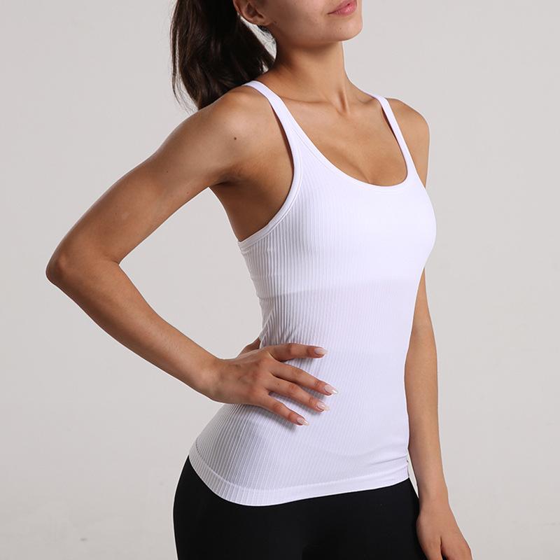 Fitness Crop Tops Built in Bra Yoga Sleeveless Vest Solid-OS01466-Veeddydropshipping