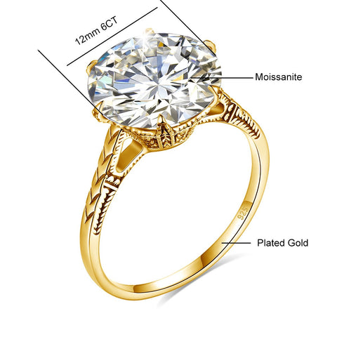 Massive Certified Moissanite Ring Silver Wedding Diamond Test Pass-JW00090-Veeddydropshipping