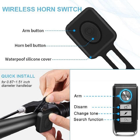 Wireless  Alarm Remote Control Anti-theft Bike Detector-CO00711-Veeddydropshipping