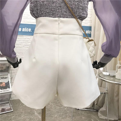 Women High Waist A-Line Wide Leg Shorts-WF00627-Veeddydropshipping