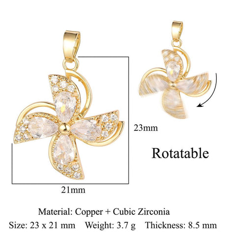 Snowflake  Zircon Fidget Pendant Wholesale Charms  Jewelry Necklace Fashion