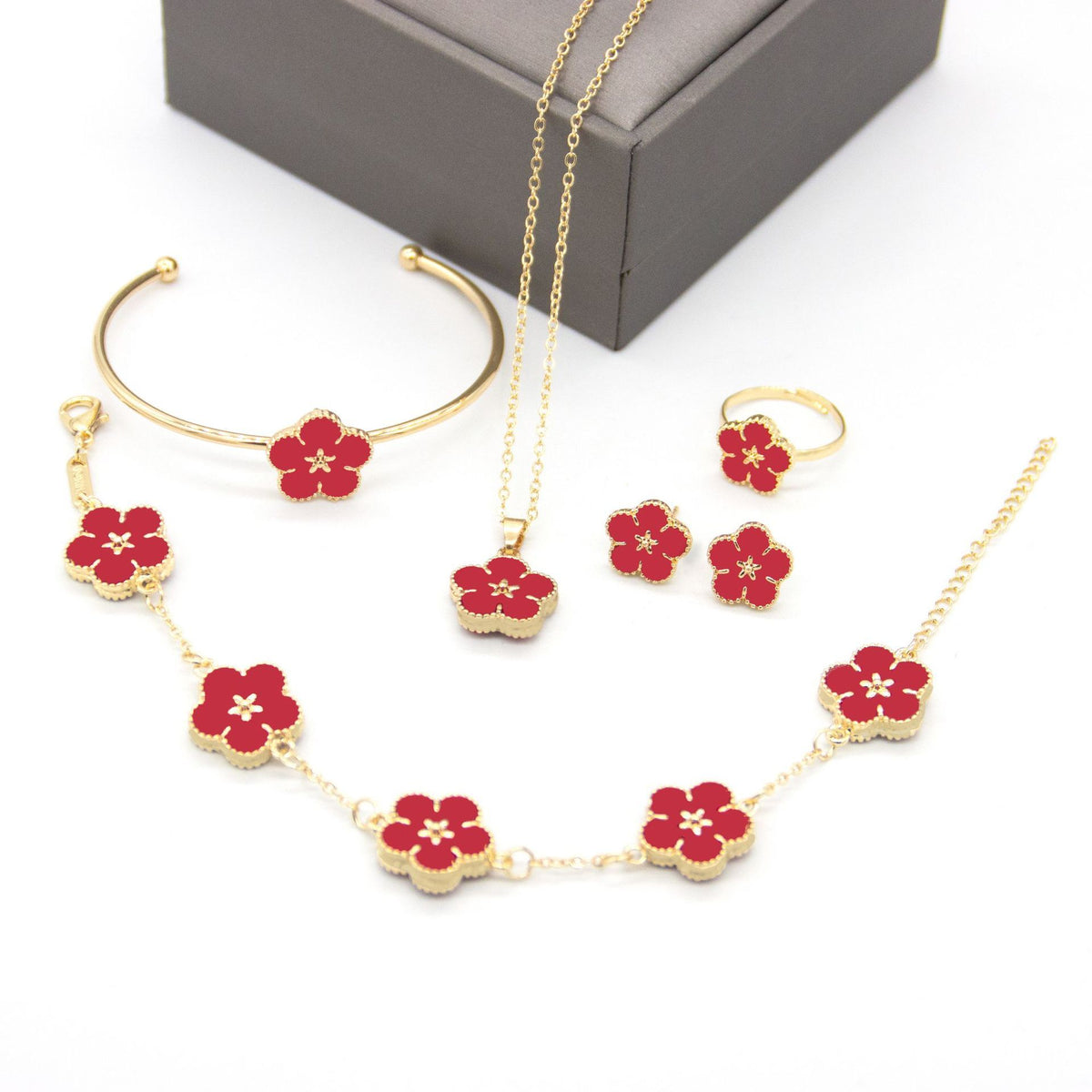 5pcs/Set Flower Pattern Designer Women Jewelry Set  -JW00336-Veeddydropshipping
