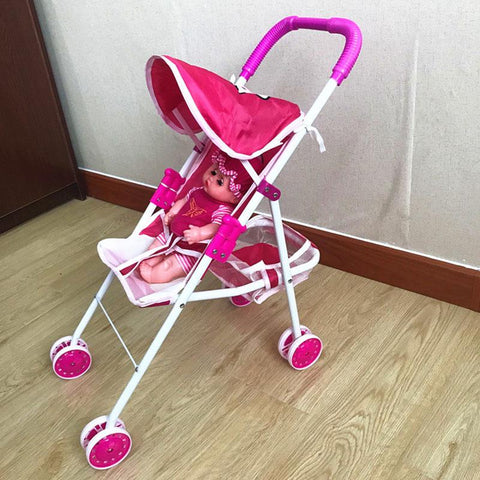 Foldable Doll Stroller Pram Pushchair Safe Baby Dolls Carriages Pretended Play Doll-TB00410-Veeddydropshipping