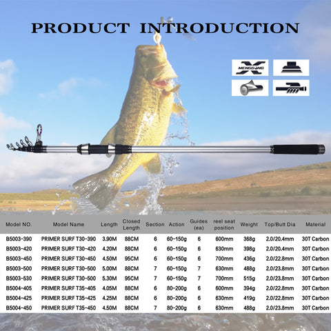 Surf Rod 5.3/5.0/4.5/4.2/4.05/3.9m Telescopic Fishing Travel Spinning Power -OS00334-Veeddydropshipping