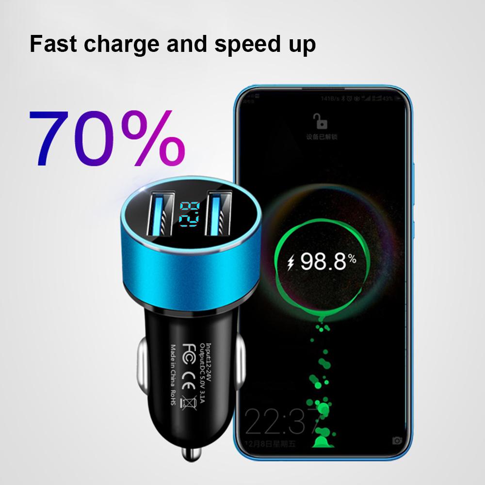 Dual USB Car Charger Digital LED   Socket Lighter Phone Charge-Veeddydropshipping