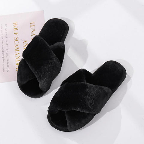 Leopard Print Faux Fur Fashion Warm Shoes Woman Slip on Flats-BS01129-Veeddydropshipping