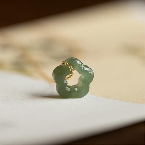 Hetian Jade Plum Blossom Pendant Necklace 925 Sterling Silver Jewelry-JW00010-Veeddydropshipping