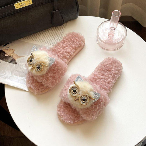 Cotton Slippers Cute Owl Decoration Comfortable Slippers-BS01304-Veeddydropshipping