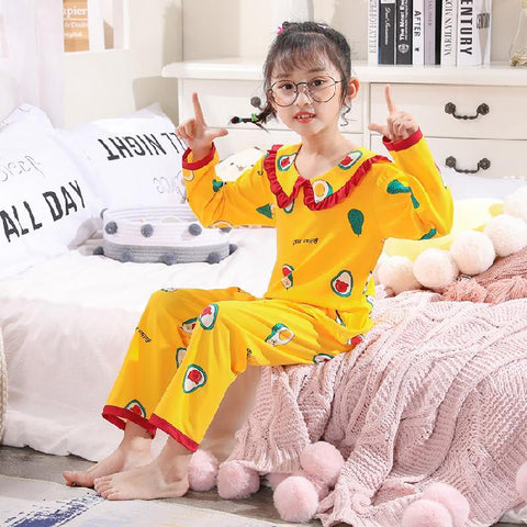 3-14 Year Wear BIG Girl Spring Autumn Long Sleeve Cute Pajamas Sets-TB01105-Veeddydropshipping