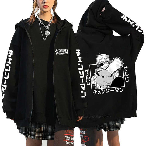 Anime Chainsaw Man Sweatshirts Denji Hooded Hoodies Makima Zipper Jacket-TB01338-Veeddydropshipping