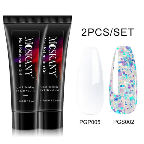 15ml Poly Nail Gel Full Set For Extention Nail Glitter Solid Color-BH00988-Veeddydropshipping