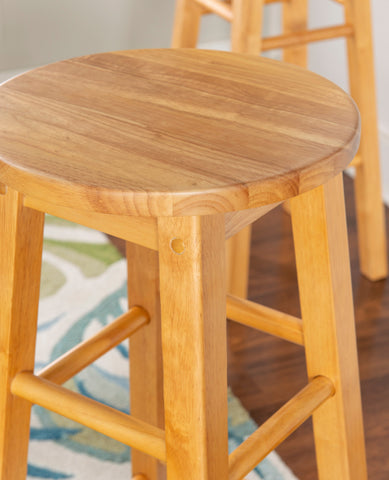 Round Solid Wood Bar Stool-HA01727-Veeddydropshipping