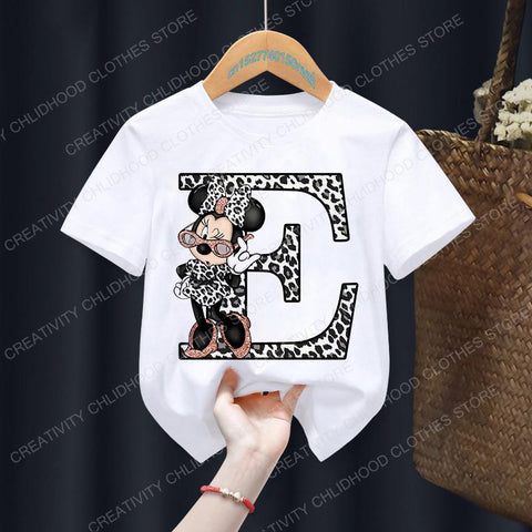 Summer Minnie Letter A B C D Children T-shirt Kawaii Disney T Shirt-TB00934-Veeddydropshipping