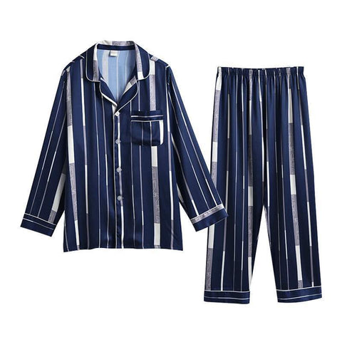 Sleepwear Set Pijama Set Long Sleeve Sleep Tops Trousers Sleep Wear Men-MF01577-Veeddydropshipping
