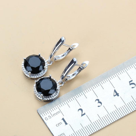 Sell Well Wedding 925 Jewelry Sets Black Zircon Dangle -JW00381-Veeddydropshipping
