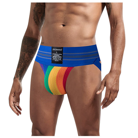 Sexy Briefs Jockstrap Pouch Cuecas Man Cotton Panties Thongs Rainbow-MF01653-Veeddydropshipping