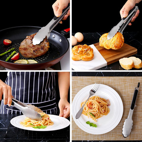 Long Bbq Tongs Non-Slip Handle Stainless Steel-HA01534-Veeddydropshipping