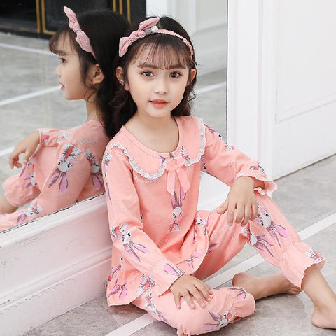 2 Pcs Cotton Girls Pajamas Sets Autumn Winter Long Sleeve Girls-TB01057-Veeddydropshipping