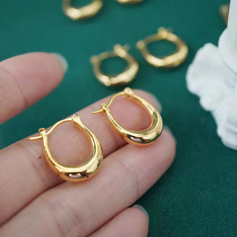 Real 18K Gold Hoop Earring Pure Luxury Vintage Earrings-JW00555-Veeddydropshipping
