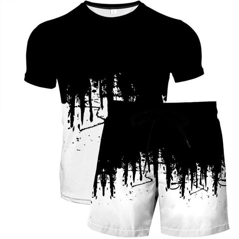 Luxury 3D Printing Tracksuit  Oversized T-shirt Shorts-MF00074-Veeddydropshipping