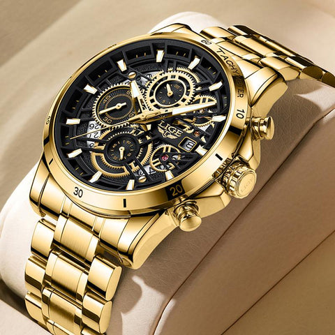 Quartz Watch Men Gold Black Mens Watches Waterproof -JW00649-Veeddydropshipping
