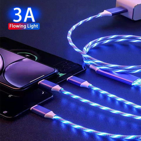 3in1 Micro USB Type C Mobile Phone Charging Cable LED lighting Charger Cable-PA00415-Veeddydropshipping